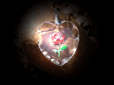 Haunted Genie Djinn of Crimson Ray crystal rose Pendant