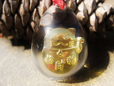 Maneki Neko Cat Good luck triple wealth Amulet
