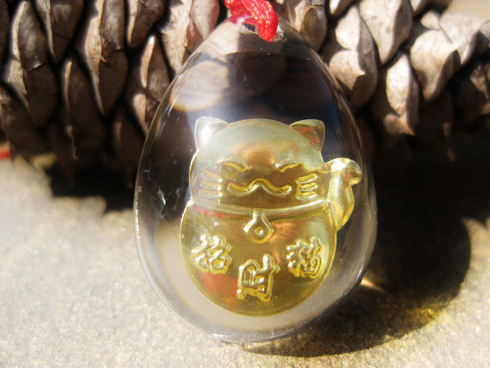 Maneki Neko Cat Good luck triple wealth Amulet