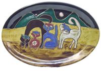 Mara Stoneware 16" Oval Platter - Cats Mara Stoneware 16" Oval Platter - Cats