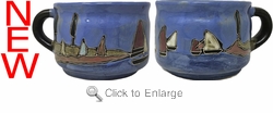 Mara Stoneware Stackable Mug - Sail Boats 16oz