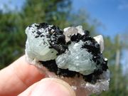 PHY-66 Prehnite Cluster withToumaline and Clear Quartz