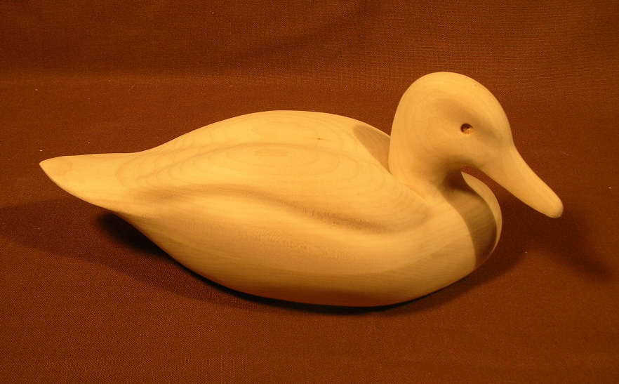 Black Duck Basswood Decoy Blank Unpainted wooden duck