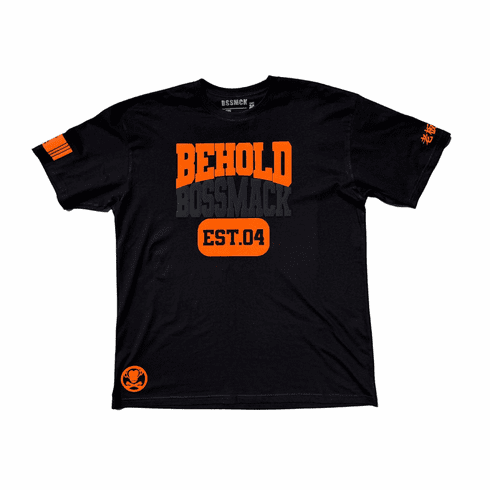 BEHOLD BLACK AND ORANGE TEE