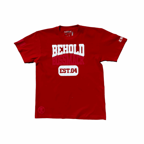 BEHOLD RED AND WHITE MENS TEE