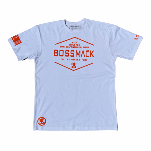 BITCH I LOVE YOU ORANGE AND WHITE TEE