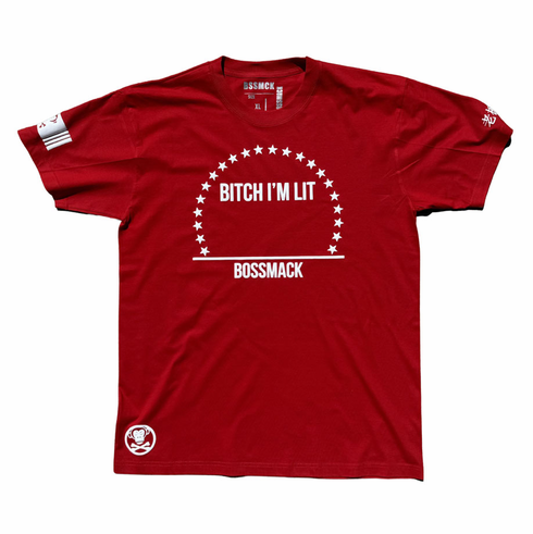 BITCH IM LIT RED AND WHITE TEE