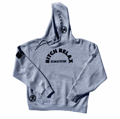 BITCH RELAX ARC HEATHER GREY AND BLACK HOODIE