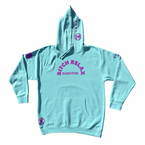 BITCH RELAX ARC SEA FOAM AND PURPLE HOODIE