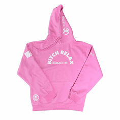 BITCH RELAX ARC ULTRA PINK AND WHITE HOODIE