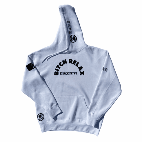 BITCH RELAX ARC WHITE AND BLACK HOODIE