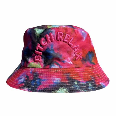 BITCH RELAX PINK GREEN AND BLACK BUCKET HAT