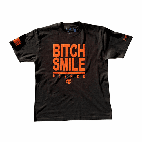 BITCH SMILE BLACK AND ORANGE TEE