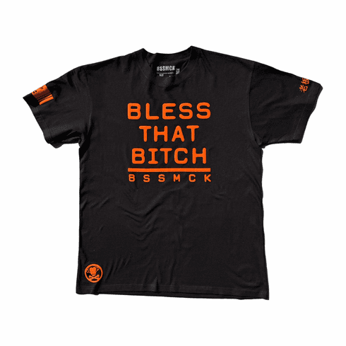 BLESS THAT BITCH BLACK AND ORANGE TEE
