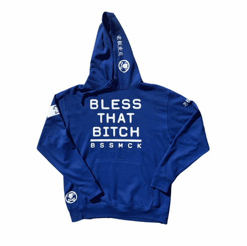 BLESS THAT BITCH ROYAL BLUE AND WHITE HOODIE