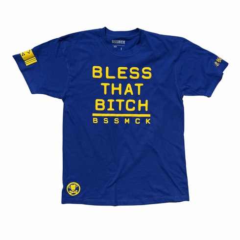 BLESS THAT BITCH ROYAL BLUE AND YELLOW TEE