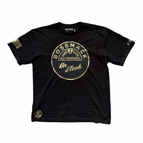 BOSSMACK ON FLEEK BLACK AND GOLD TEE