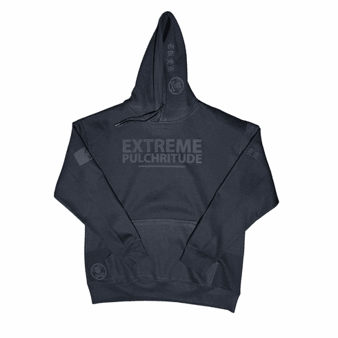 EXTREME PULCHRITUDE BLACK ON BLACK HOODIE