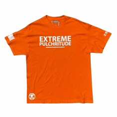 EXTREME PULCHRITUDE ORANGE AND WHITE TEE