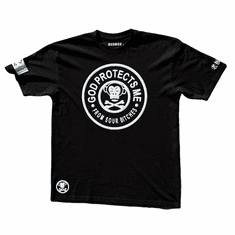 GOD PROTECTS ME FROM SOUR BITCHES BLACK AND WHITE TEE