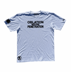 OBLATION BEFORE PENETRATION WHITE AND BLACK TEE