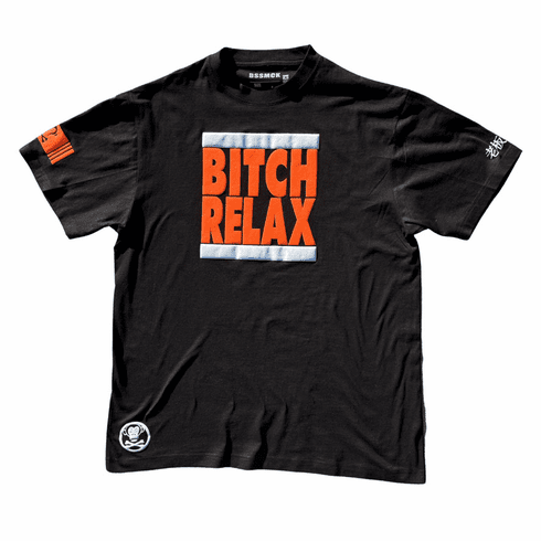 OG BITCH RELAX ORANGE WHITE AND BLACK TEE