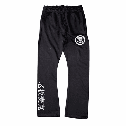 OG LOGO BLACK AND GREY STACKED JOGGERS