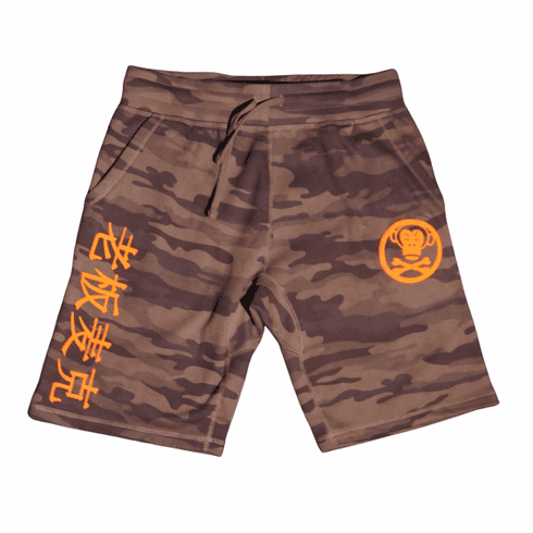 OG LOGO CAMO GREEN AND ORANGE SHORTS
