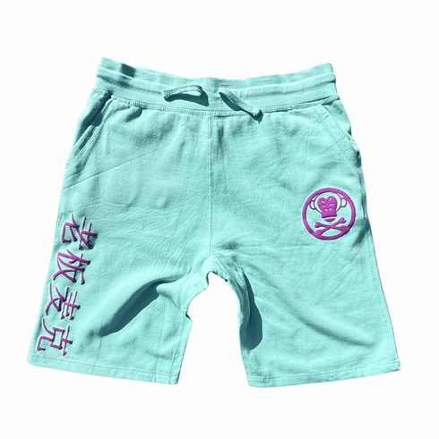 OG LOGO SEA FOAM AND PURPLE SHORTS