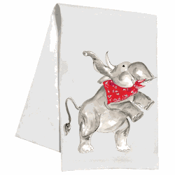 Alabama Hamdpainted Elephant with Red Bandana Towel
