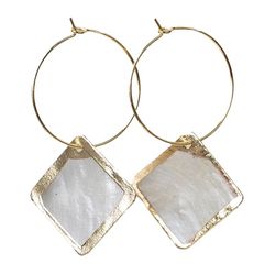 Capiz Shell Diamond Earrings