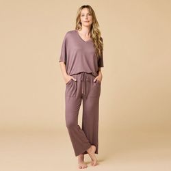 Dream Relaxed V-Neck Capri Set Driftwood