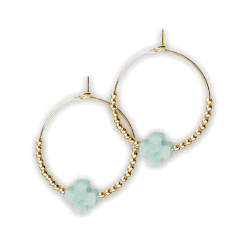 Faith Over Fear Amazonite Gemstone Cross Earrings