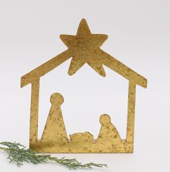 Gold Nativity Silhouette Tabletop Decor