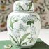 Green & White Hand Painted Chinoiserie Ginger Jar with Lid Green & White Hand Painted Chinoiserie Ginger Jar with Lid