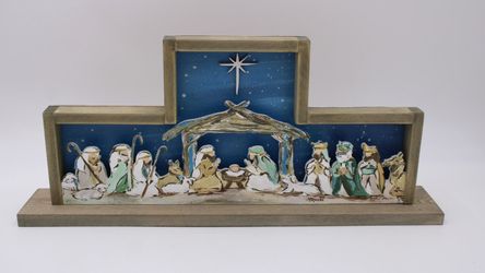 Layered Wooden Nativity Tabletop Decor