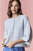 Light Blue Curly Edge Half Sleeve Boxy Cardigan