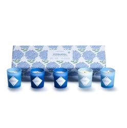 Hydrangea Set of 5 Votive Candles in Gift Box