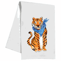Auburn Handpainted Tiger with Blue Bandana Towel