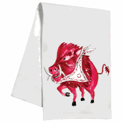 Arkansas Handpainted Razorback with White Bandana Towel