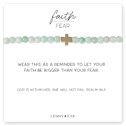 Amazonite Faith Over Fear Cross Bracelet