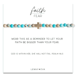 Turquoise Jasper Faith Over Fear Cross Bracelet
