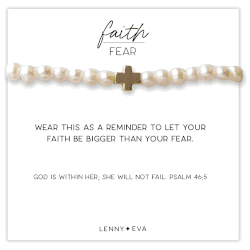Faith Over Fear Pearl Cross Brcelet