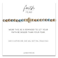 Blue Jasper Faith Over Fear Cross Bracelet
