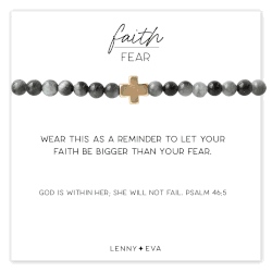 Charcoal Jasper Faith Over Fear Cross Bracelet