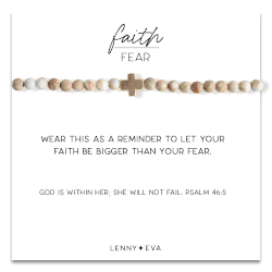 White Jasper Faith Over Fear Cross Bracelet