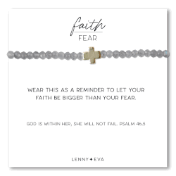 Labradorite Faith Over Fear Cross Bracelet