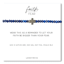 Lapis Lazuli Faith Over Fear Cross Bracelet