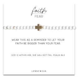 Howlite Faith Over Fear Cross Bracelet