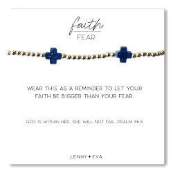 Faith Over Fear Lapis Lazuli Gemstone Cross Bracelet